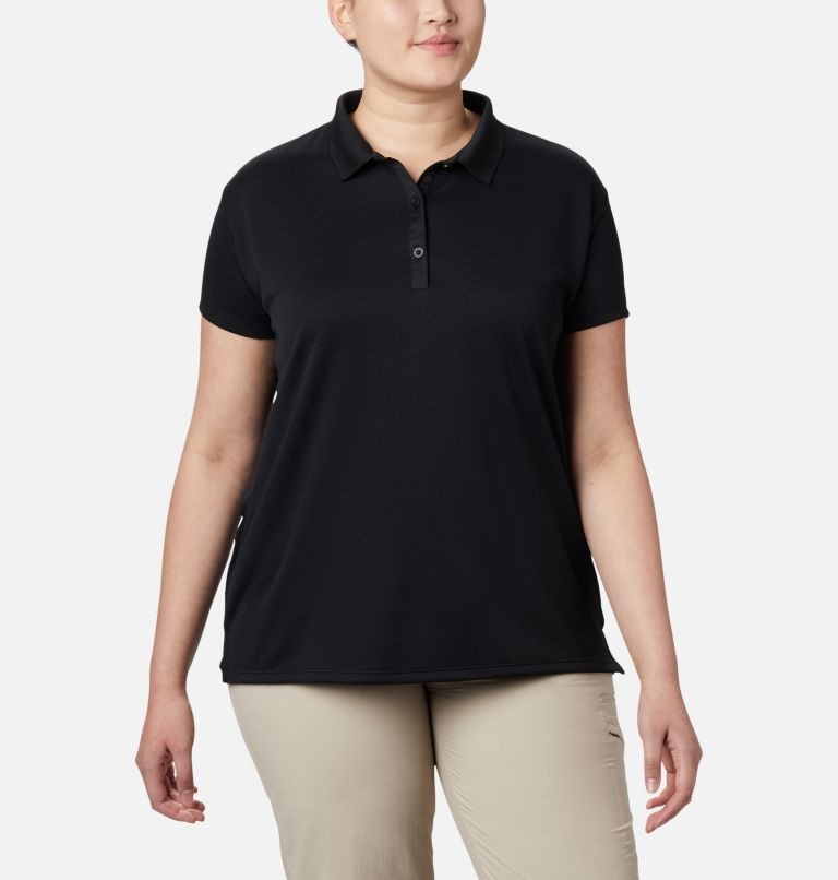 Women\'s Columbia PFG Innisfree Short Sleeve Polo Shirts Black | Plus Size CA-X86L1